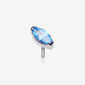 Implant Grade Titanium OneFit Threadless Elegant Marquise Sparkle Top Part-Aqua